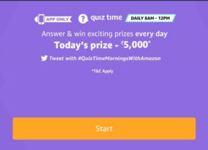 Amazon Quiz Today- Answers Of ₹5000 Pay Quiz